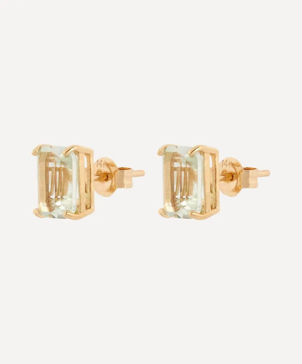 Mateo Earrings|Earrings^14ct Gold Green Amethyst Stud Earrings