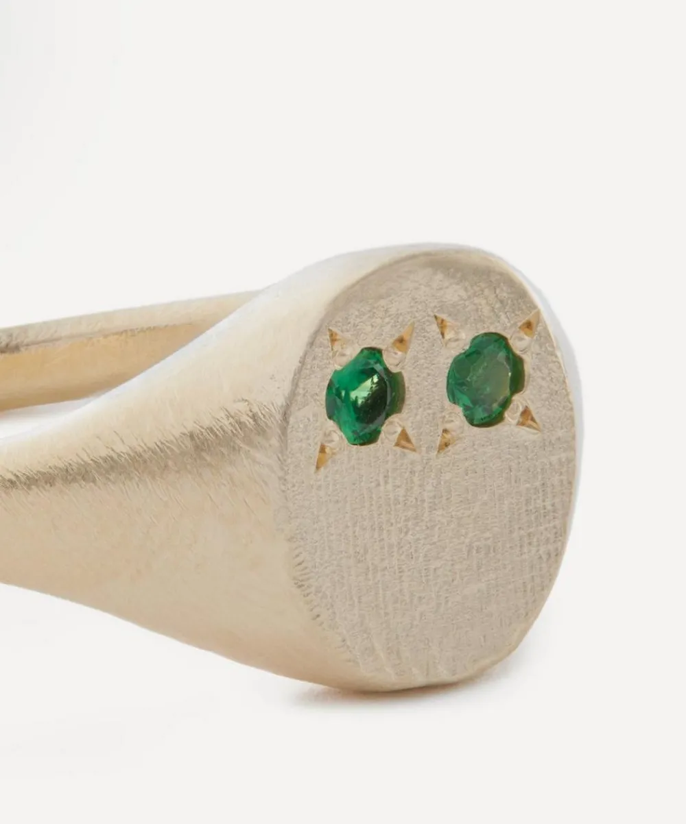 Seb Brown Jewellery^9ct Gold Green Eye Signet Ring