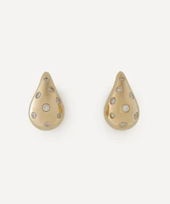 Roxanne First Earrings^14ct Gold Happy Tears Diamond Stud Earrings