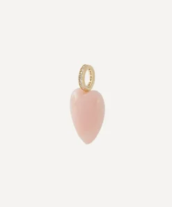 By Pariah Charms & Pendants|Charms & Pendants^14ct Gold Heartstone Pink Opal and Diamond Pendant