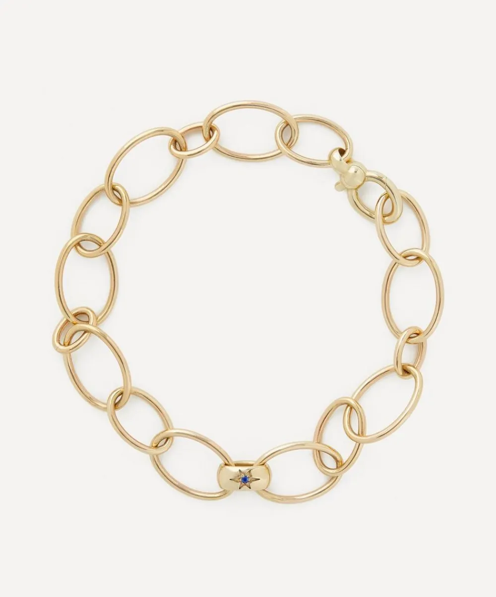 Liberty Bracelets|Bracelets^9ct Gold Ianthe Star One Link Blue Sapphire Bracelet