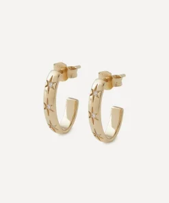 Liberty Earrings|Earrings^9ct Gold Ianthe Star Small Diamond Creole Hoop Earrings
