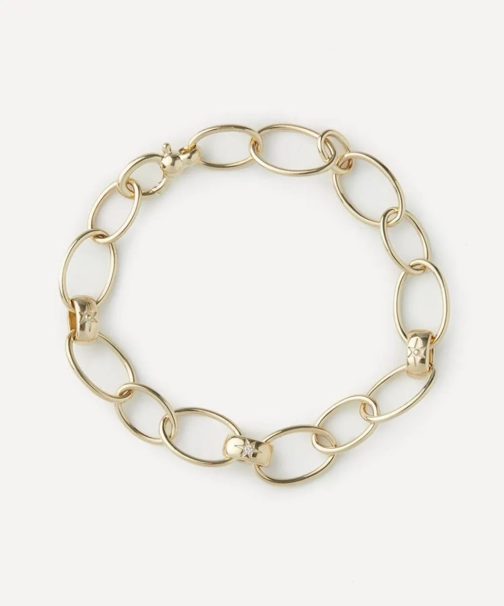 Liberty Bracelets|Bracelets^9ct Gold Ianthe Star Three Link Diamond Bracelet