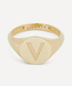 Liberty Rings|Rings^9ct Gold Initial Signet Ring - V