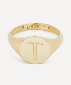 Liberty Rings|Rings^9ct Gold Initial Signet Ring - T