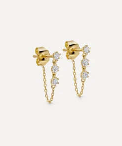 Astley Clarke Earrings^14ct Gold Interstellar Diamond Chain Stud Earrings