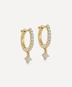 Astley Clarke Earrings^14ct Gold Interstellar Diamond Drop Hoop Earrings