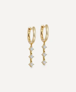 Astley Clarke Earrings^14ct Gold Interstellar Triple Diamond Drop Hoop Earrings
