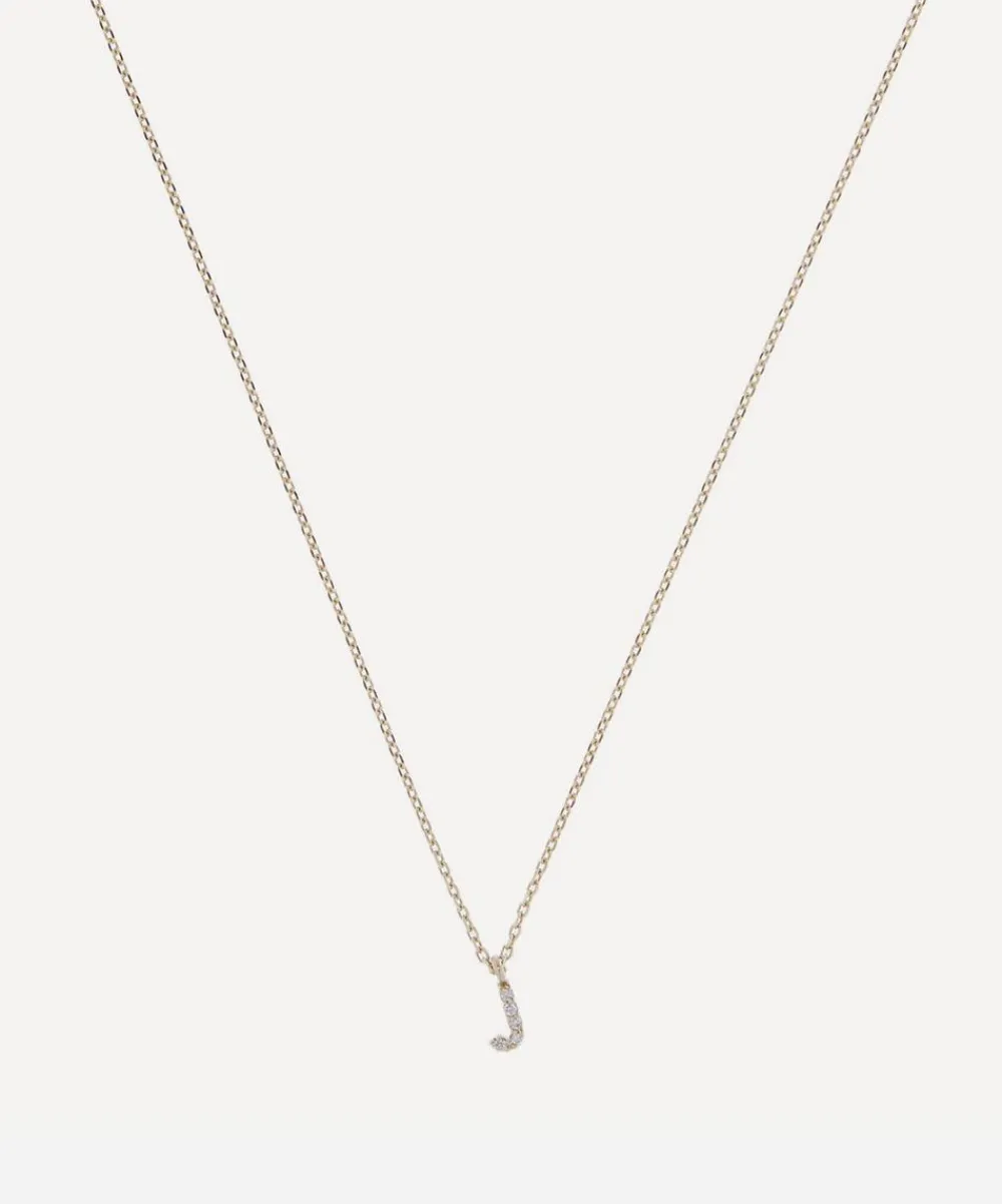 AURUM + GREY Necklaces^9ct Gold J Diamond Initial Pendant Necklace