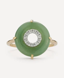 Mateo Rings|Rings^14ct Gold Jade and Diamond Donut Ring