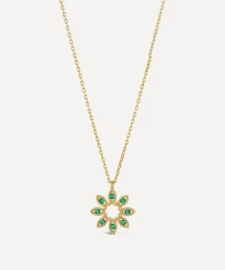 Dinny Hall Charms & Pendants|Charms & Pendants^14ct Gold Jasmine Flower Emerald Pendant Necklace