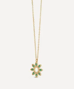 Dinny Hall Charms & Pendants|Charms & Pendants^14ct Gold Jasmine Flower Emerald Pendant Necklace