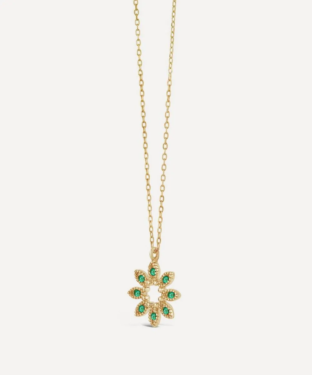 Dinny Hall Charms & Pendants|Charms & Pendants^14ct Gold Jasmine Flower Emerald Pendant Necklace