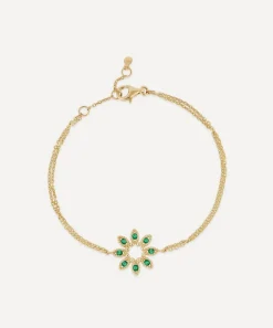 Dinny Hall Bracelets^14ct Gold Jasmine Flower Emerald Bracelet