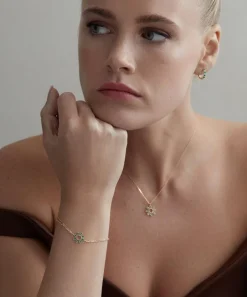 Dinny Hall Bracelets^14ct Gold Jasmine Flower Emerald Bracelet