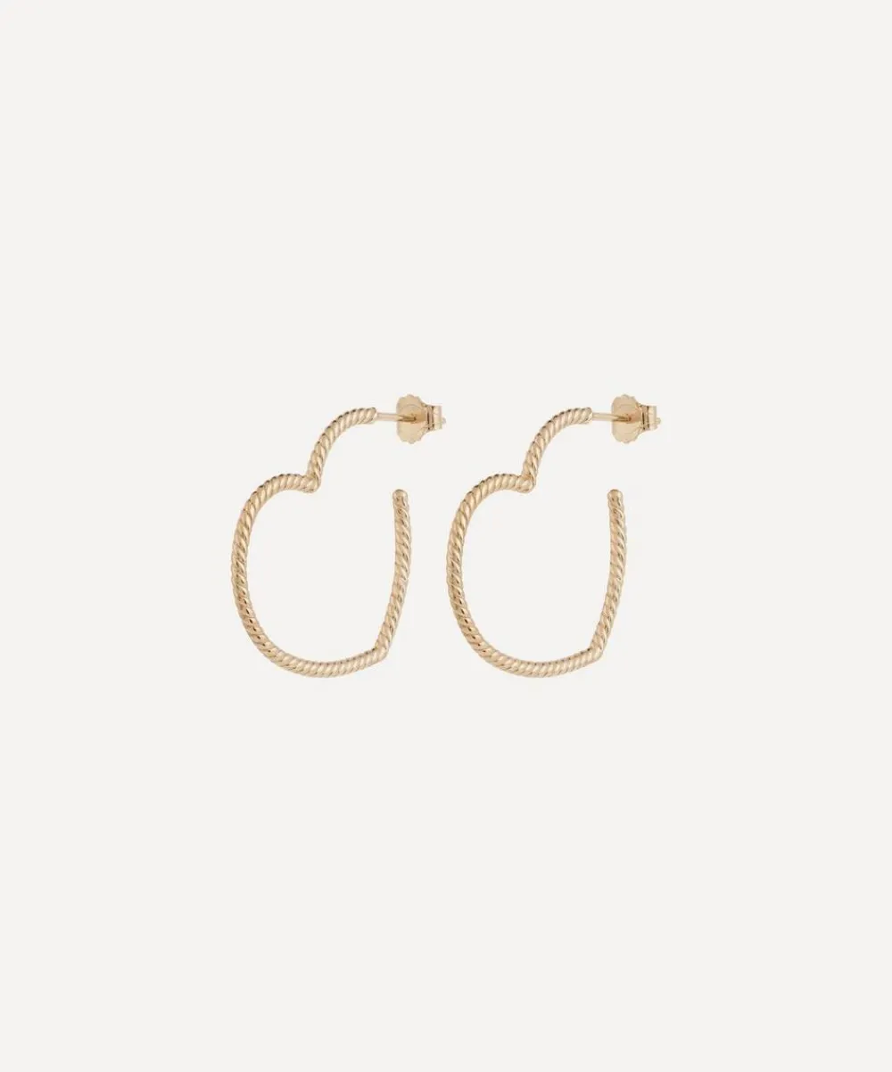 Anna + Nina Earrings^9ct Gold Lace and Love Hoop Earrings