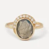 Melissa Joy Manning Rings|Rings^14ct Gold Large Freeform Diamond and Labradorite Conch Ring