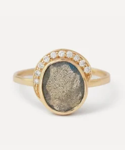 Melissa Joy Manning Rings|Rings^14ct Gold Large Freeform Diamond and Labradorite Conch Ring