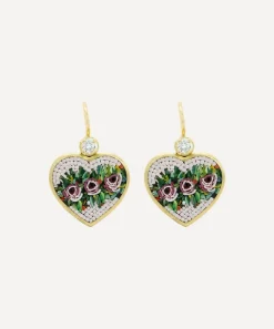Kojis Earrings|Earrings^18ct Gold Micro Mosaic Rose Drop Earrings