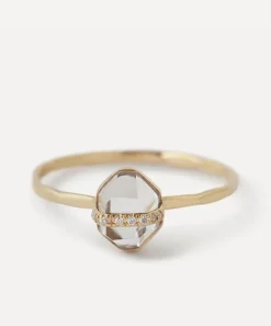 Melissa Joy Manning Rings|Rings^14ct Gold Micropave Diamond Herkimer White Topaz Ring