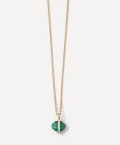 Melissa Joy Manning Necklaces|Necklaces^14ct Gold Micropave Diamond Herkimer Malachite Pendant Necklace