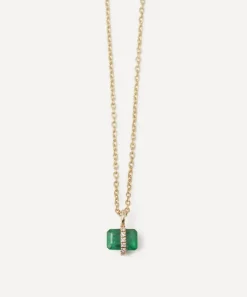 Melissa Joy Manning Necklaces|Necklaces^14ct Gold Micropave Diamond and Emerald Pendant Necklace