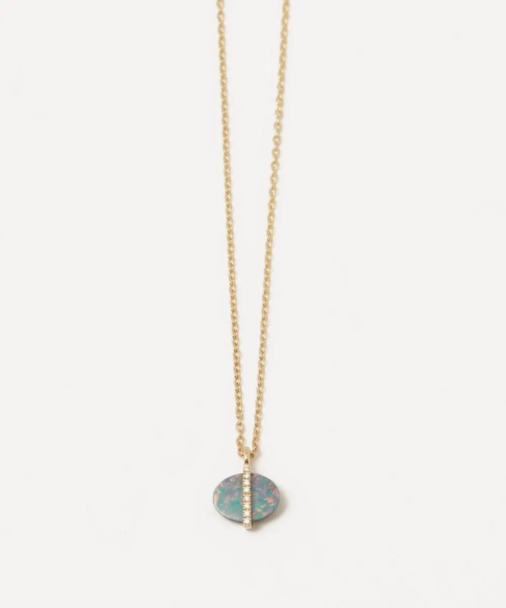 Melissa Joy Manning Necklaces|Necklaces^14ct Gold Micropave Diamond and Opal Pendant Necklace