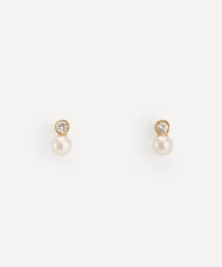 Satomi Kawakita Earrings|Earrings^18ct Gold Mixed Media Pearl and White Diamond Stud Earrings