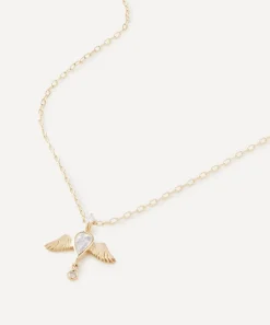 Celine Daoust Necklaces|Necklaces^14ct Gold Moonstone Pear and Diamond Angel Pendant Necklace