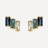 Suzanne Kalan Earrings|Earrings^14ct Gold Multi Blue Topaz Three Baguette Stud Earrings