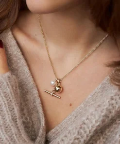 Dinny Hall Necklaces^9ct Gold My World T-Bar with Small Orb Locket and Pearl Charm Cluster Pendant