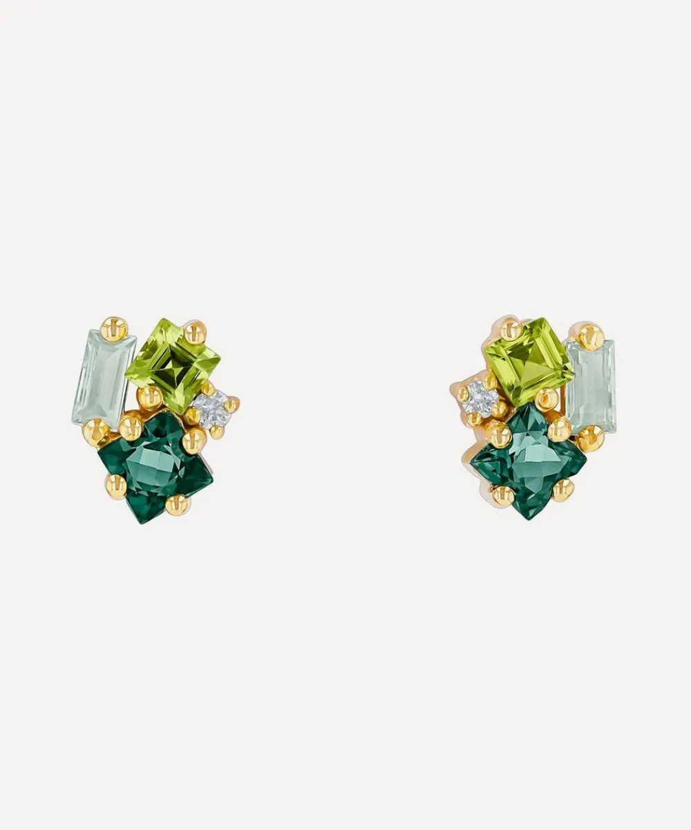 Suzanne Kalan Earrings|Earrings^14ct Gold Nadima Green Mix Cluster Stud Earrings