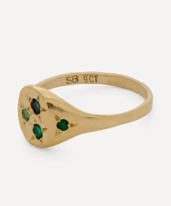 Seb Brown Rings|Rings^9ct Gold Neapolitan Green Multi-Stone Signet Ring