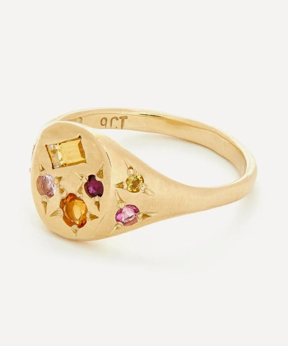 Seb Brown Rings|Rings^9ct Gold Neapolitan Orange Multi-Stone Signet Ring