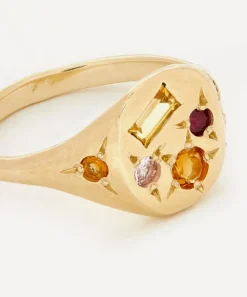 Seb Brown Rings|Rings^9ct Gold Neapolitan Orange Multi-Stone Signet Ring