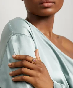 Polly Wales Rings|Rings^18ct Gold One of a Kind Sapphire Half Shield Ring