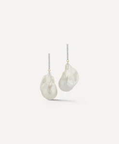 Mateo Earrings|Earrings^14ct Gold One-Of-A-Kind Baroque Pearl and Diamond Drop Earrings