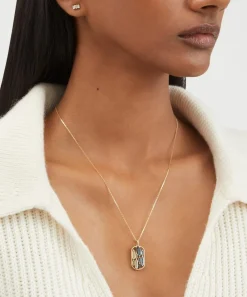 Suzanne Kalan Necklaces|Necklaces^14ct Gold Open Inlay Blue Green Topaz Dog Tag Pendant Necklace
