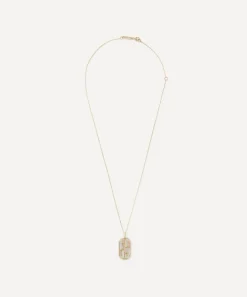Suzanne Kalan Necklaces|Necklaces^14ct Gold Open Inlay White Topaz Dog Tag Pendant Necklace