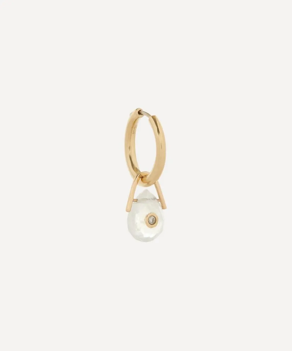 Pascale Monvoisin Earrings^9ct Gold Orso Moonstone and Diamond Drop Earring
