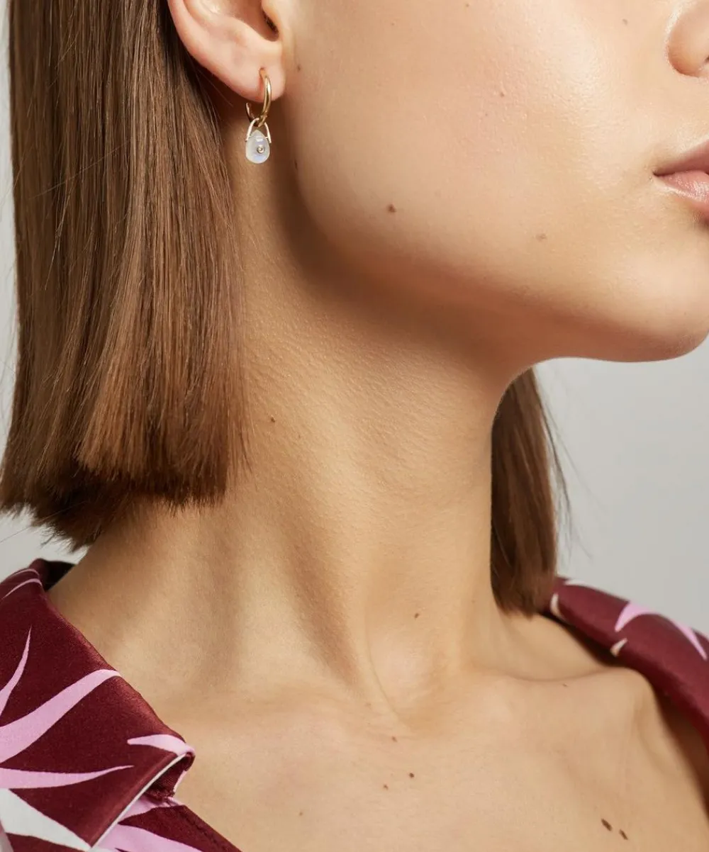 Pascale Monvoisin Earrings^9ct Gold Orso Moonstone and Diamond Drop Earring