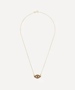 Kirstie Le Marque Necklaces^9ct Gold Pavé Diamond and Sapphire Evil Eye Pendant Necklace