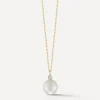Mateo Necklaces^14ct Gold Pearl and Diamond Dot Pendant Necklace