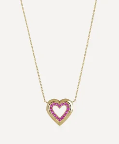 Roxanne First Necklaces^14ct Gold Pink Sapphire Heart Pendant Necklace