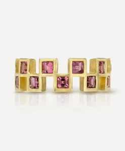 Rachel Quinn Rings|Rings^14ct Gold Pink Tourmaline Checkered Eternity Band Ring