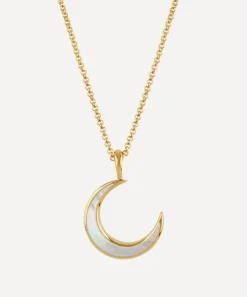 Dinny Hall Charms & Pendants|Necklaces^22ct Gold Plated Vermeil Silver Mother of Pearl Moon Charm Pendant Necklace