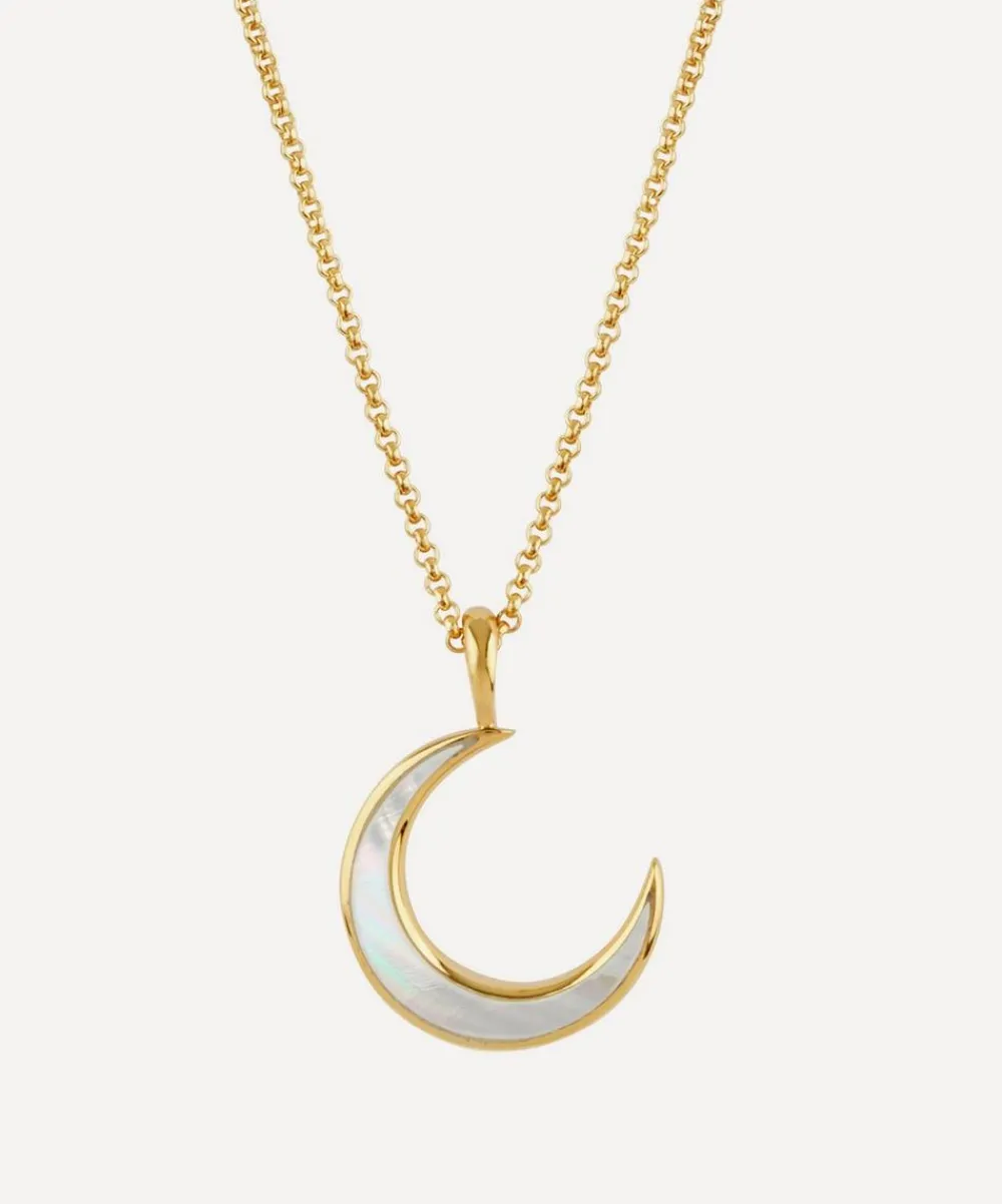 Dinny Hall Charms & Pendants|Necklaces^22ct Gold Plated Vermeil Silver Mother of Pearl Moon Charm Pendant Necklace