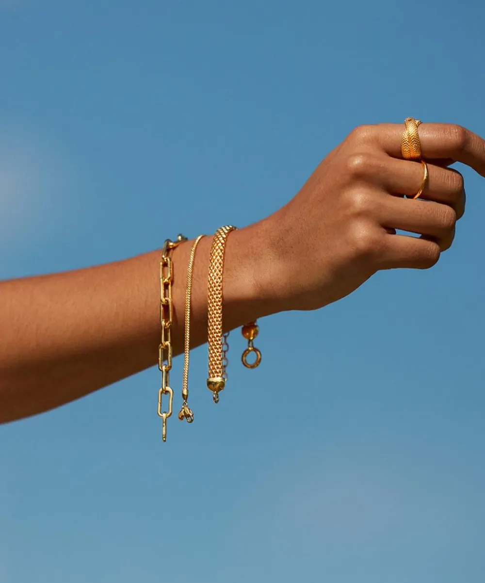 Monica Vinader Bracelets^18ct Gold Plated Vermeil Silver Woven Fine Chain Bracelet