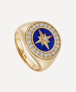 Astley Clarke Rings^18ct Gold Plated Vermeil Silver Polaris Lapis Signet Ring