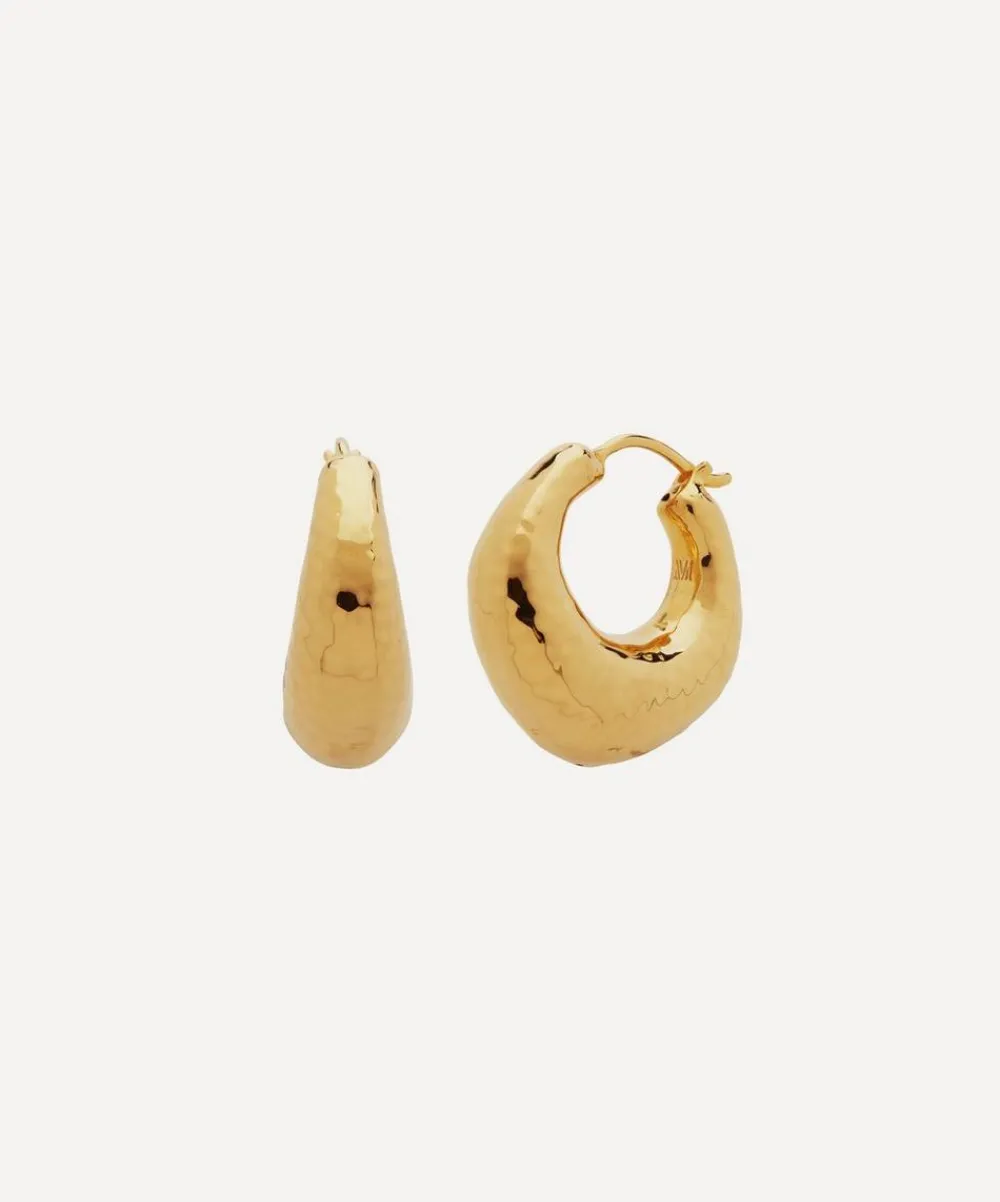 Monica Vinader Earrings^18ct Gold Plated Vermeil Silver Deia Chunky Medium Hoop Earrings